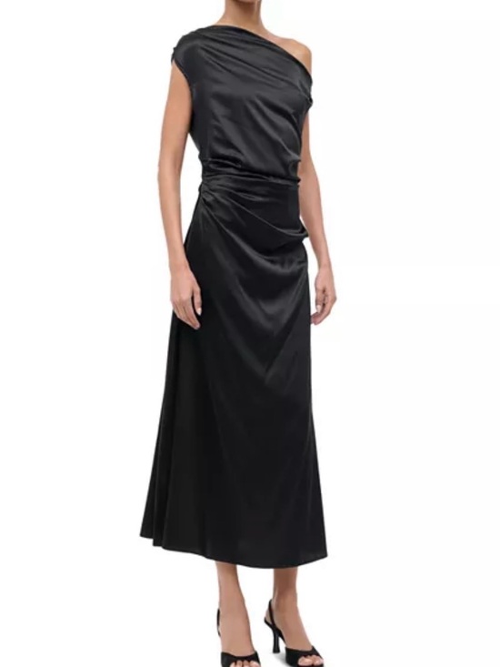STAUD Dresses & Skirts - STAUD Black One-Shoulder Satin Gown